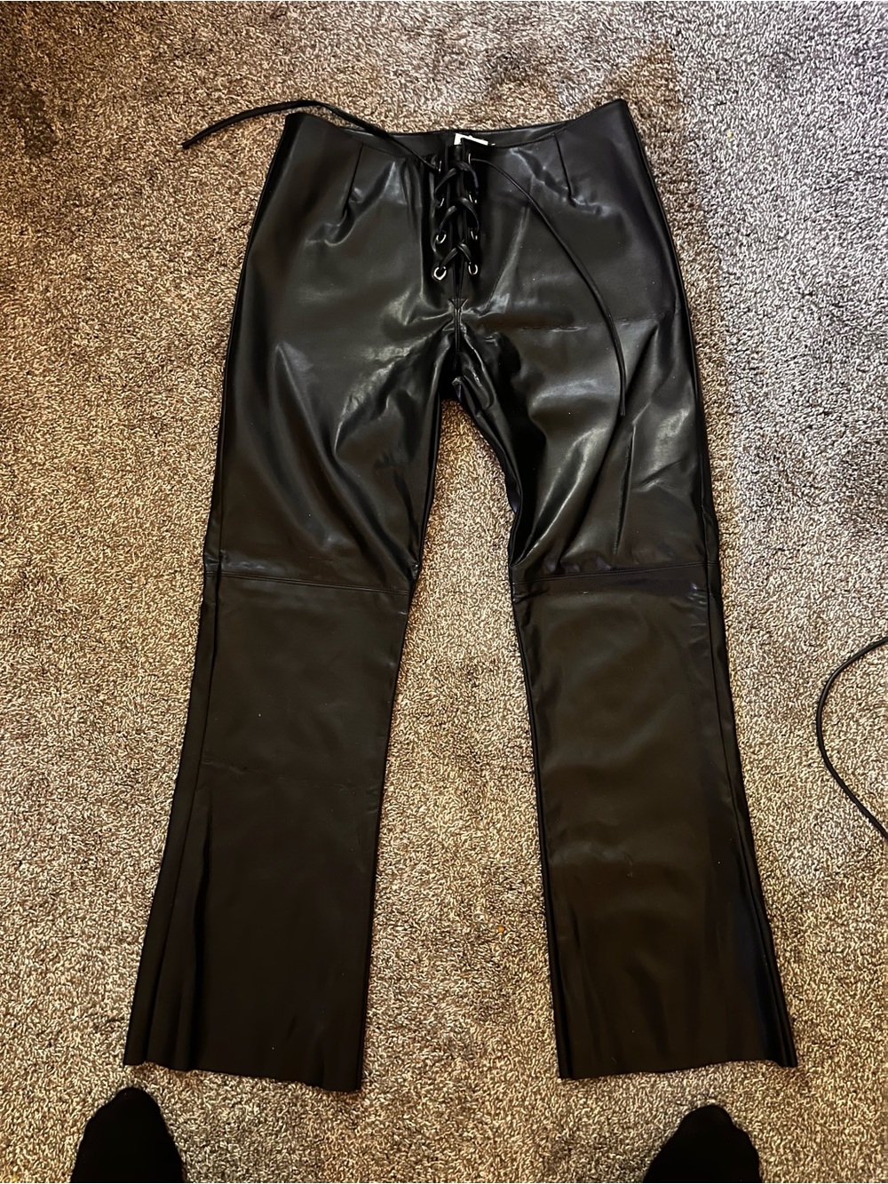 Vintage Formula X Black Faux Leather Lace-Up Front Pants